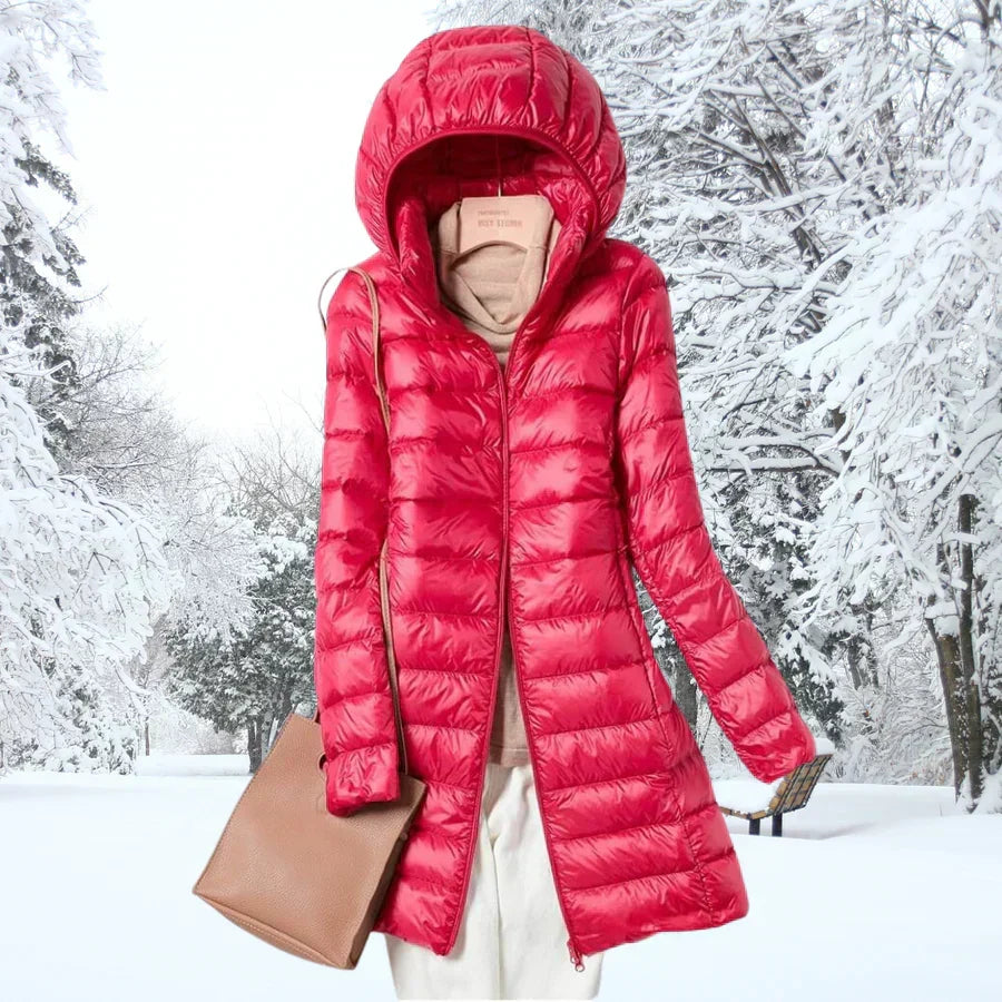 Henriette | Hooded Longline Quilted Puffer Jacket