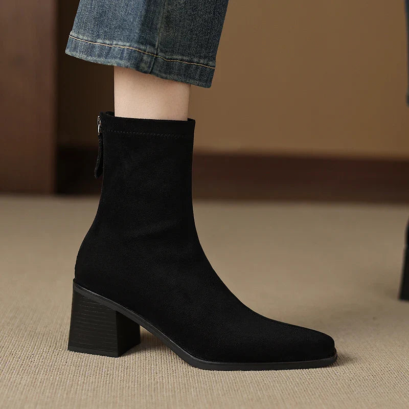 Sheley - Block Heel Suede Ankle Boots