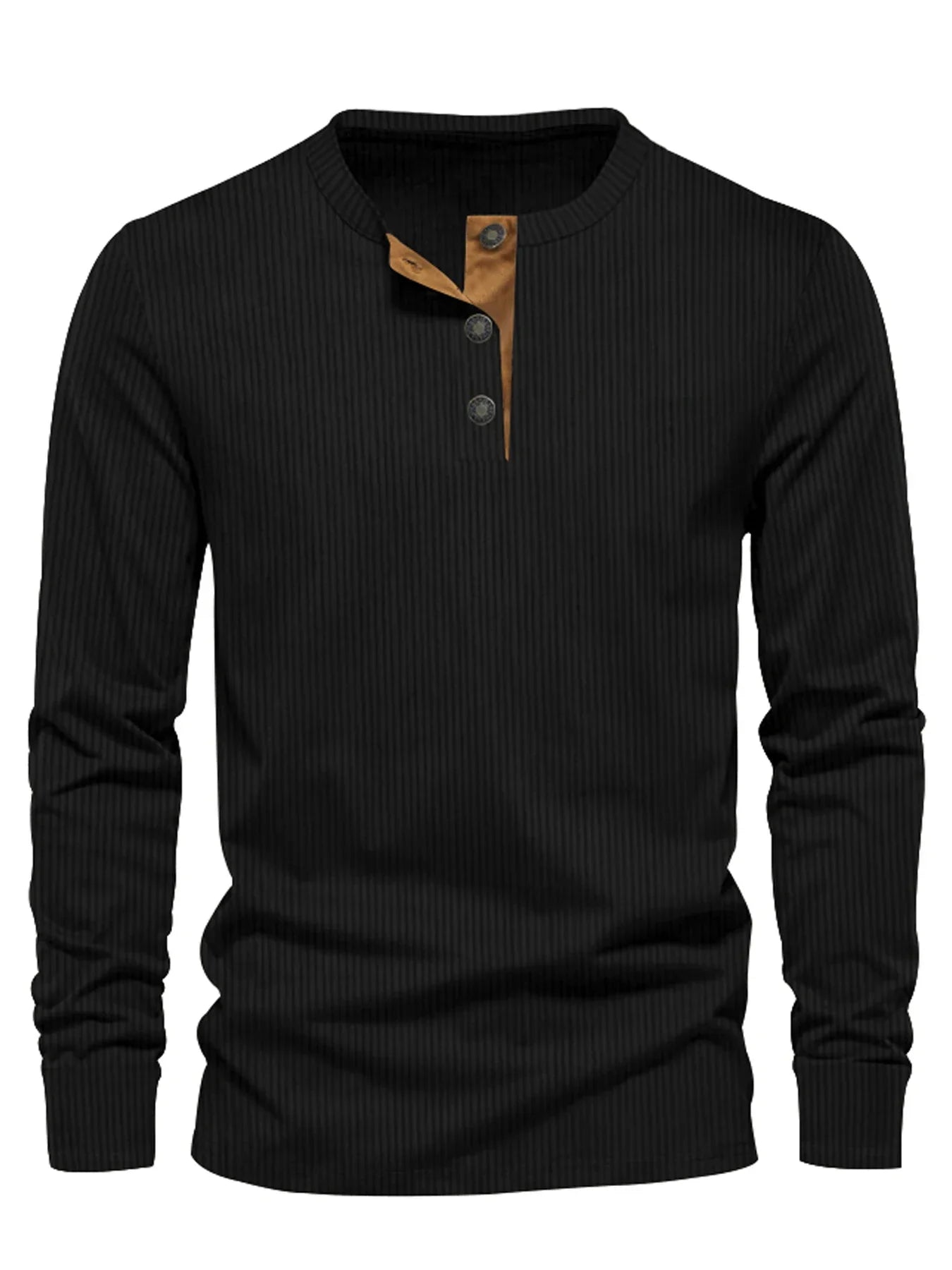 Erasto | Ribbed Henley Long Sleeve Shirt