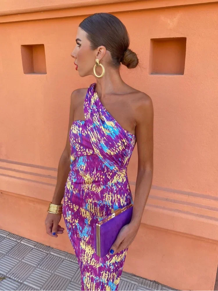Svetlena | One-Shoulder Printed Maxi Bodycon Dress