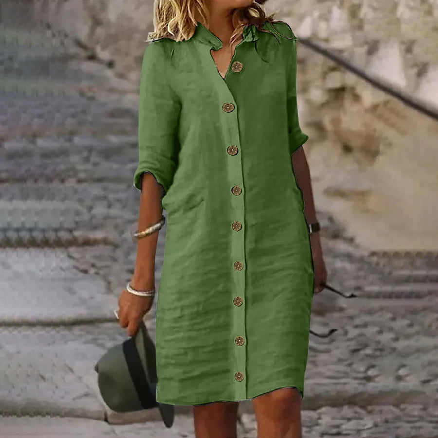 Hannika | Button Front Shirt Dress