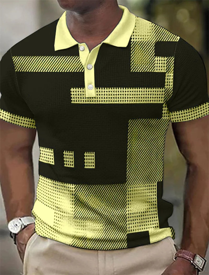 Delbert | Polo Shirt Geometric Print Short Sleeve