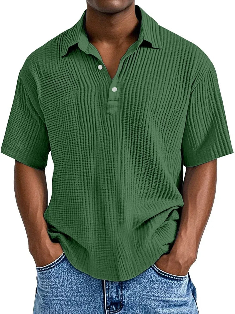 Hauser | Short Sleeve Textured Polo Shirt