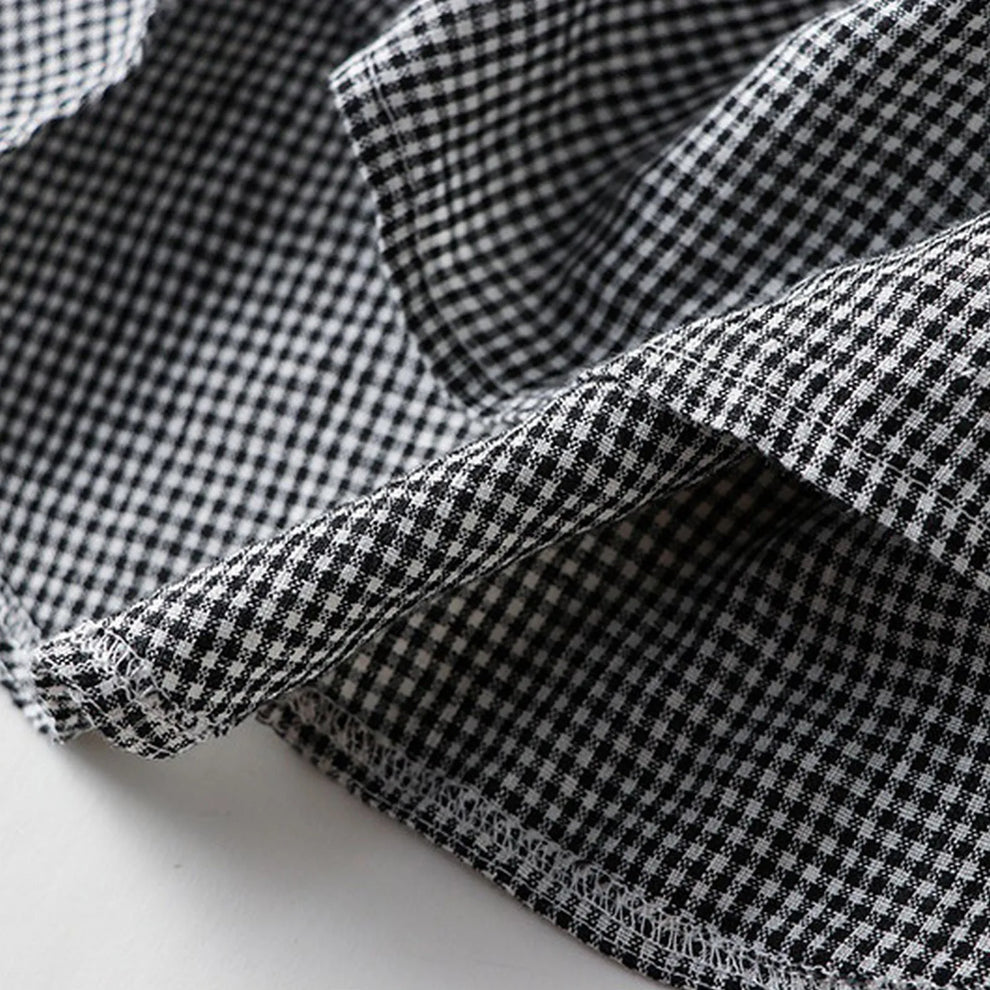 Luretta | Short Sleeve Checked Collared Midi Dress