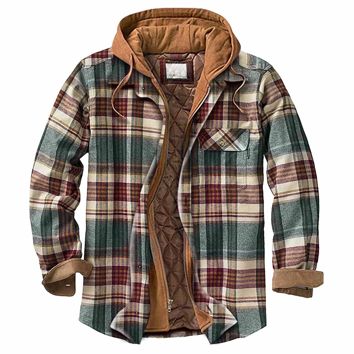 Brecor | Hooded Checkered Jacket with Quilted Lining