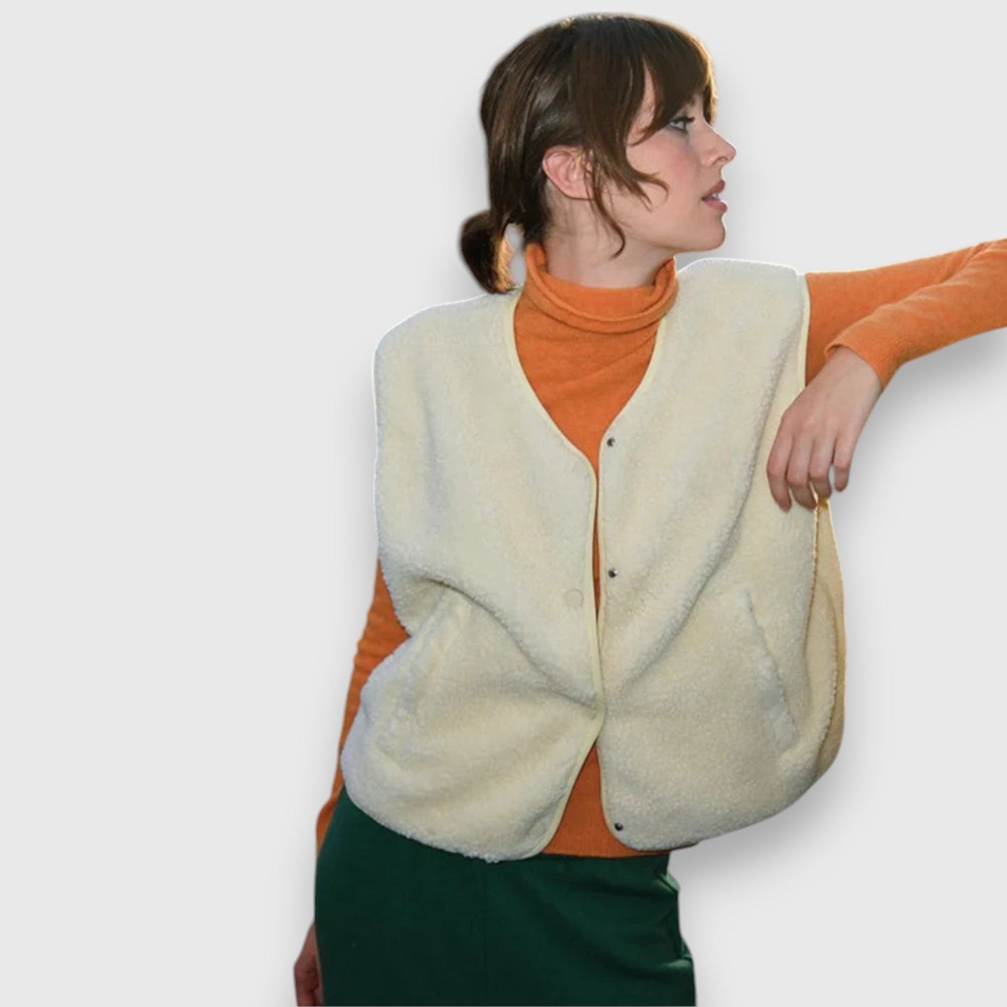 Cheryl | Vest Sleeveless Button Front Fleece Style