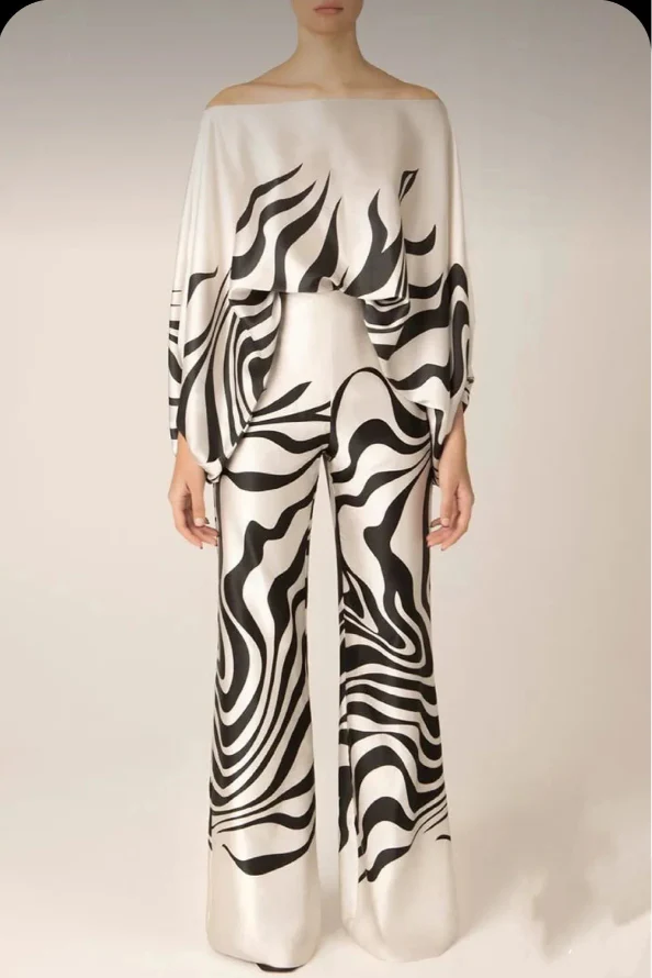 Florine | Two Piece Printed Wide Leg Pant Set
