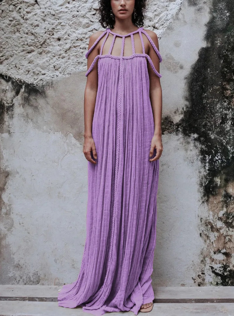 Nuriya | Maxi Dress Sleeveless Strappy Pleated Flowing