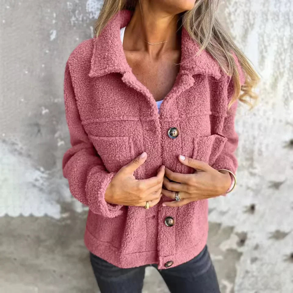 Marbella | Fleece-Style Button Jacket With Chest Pockets
