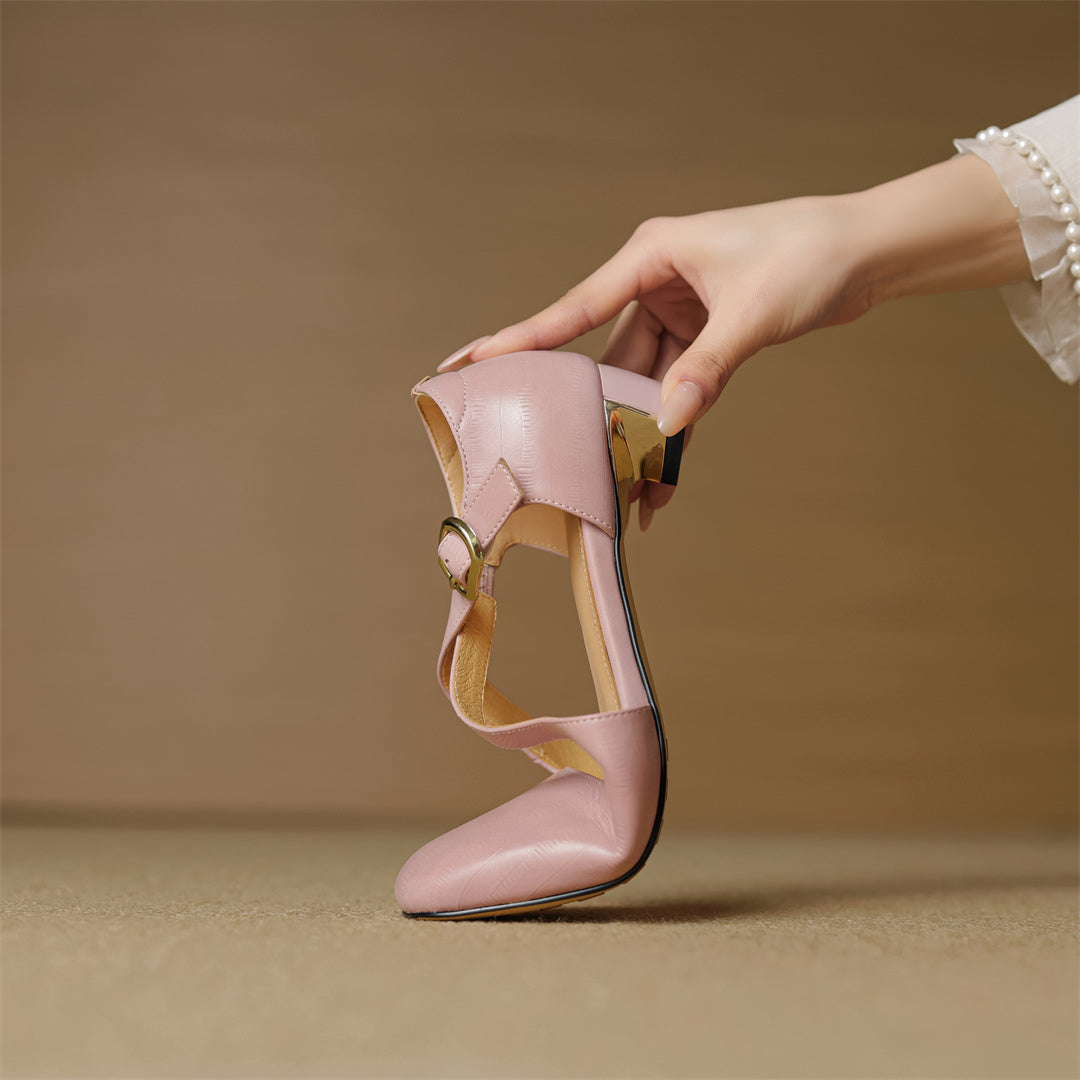 Malena | Mary Jane Low Heels With Buckle Strap