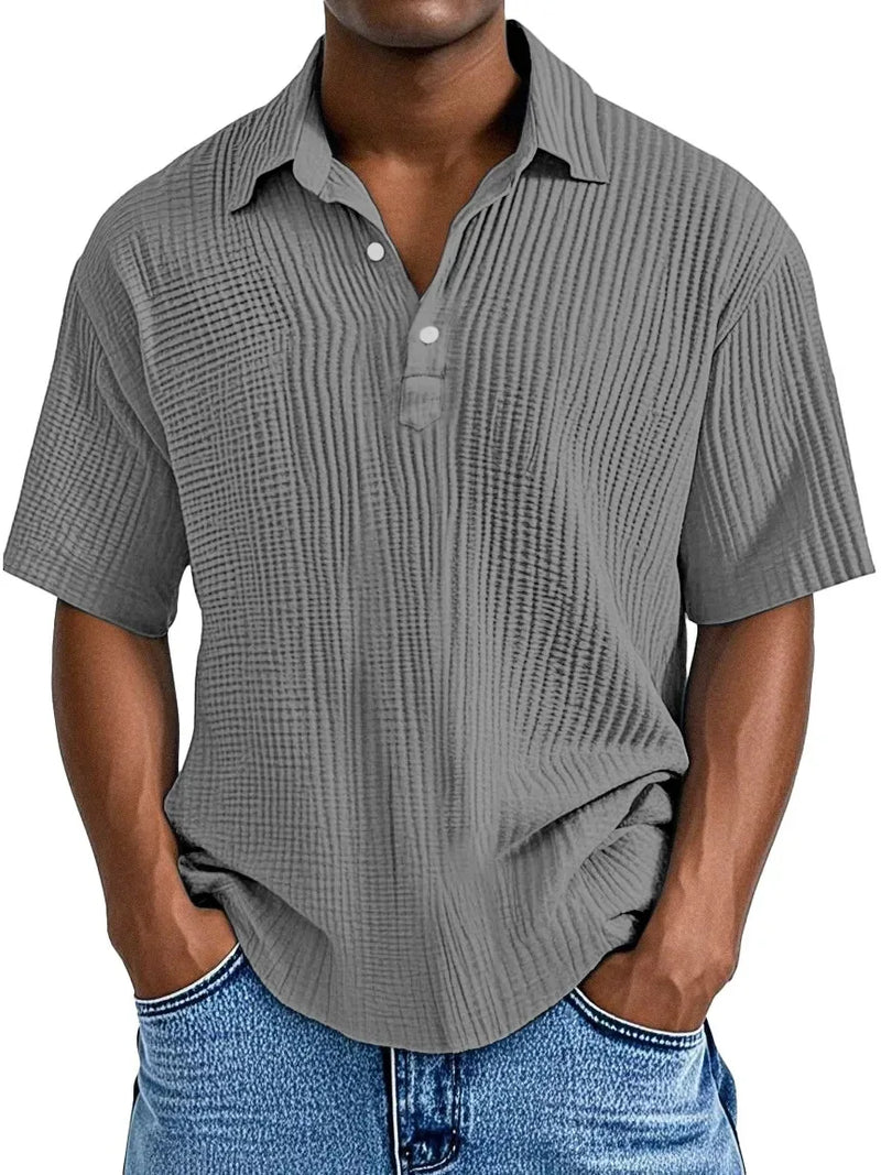 Hauser | Short Sleeve Textured Polo Shirt