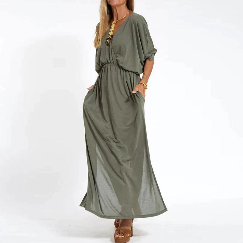 Vesna | V Neck Maxi Dress With Pockets