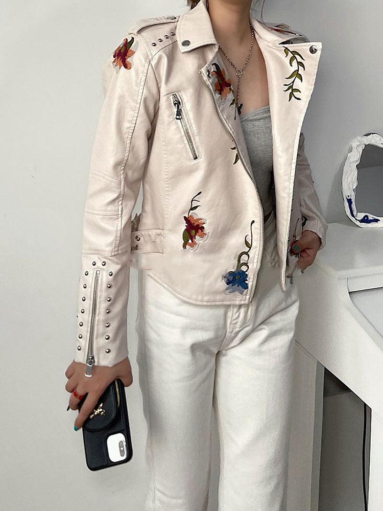 Kymber | Floral Embroidered Biker Jacket