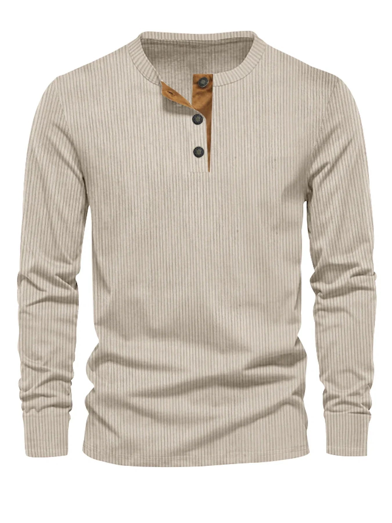 Erasto | Ribbed Henley Long Sleeve Shirt