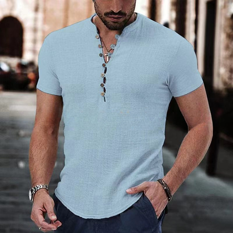 Anestis | Short Sleeve Henley Neck Shirt