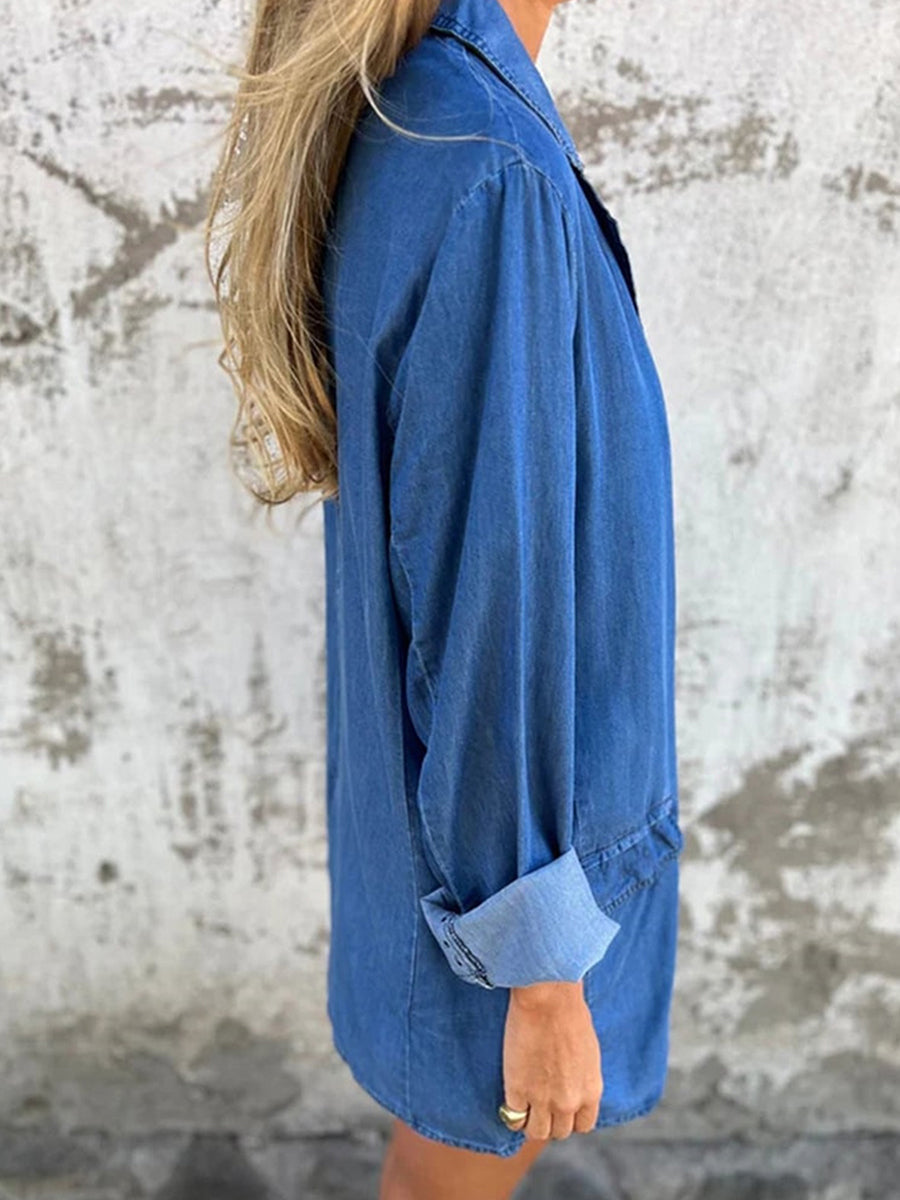 Romilda | Long Sleeve Denim Style Blazer Jacket