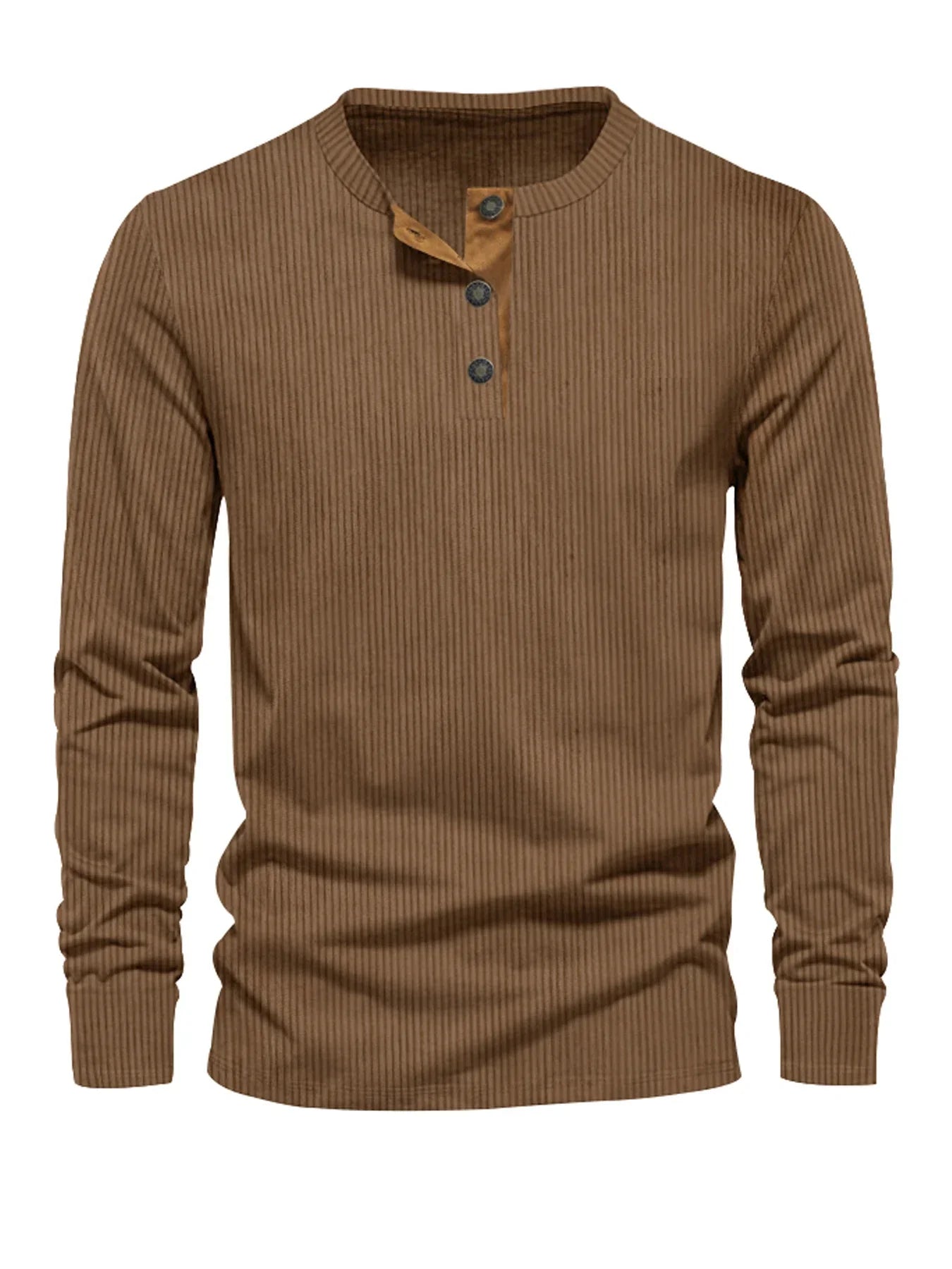 Erasto | Ribbed Henley Long Sleeve Shirt