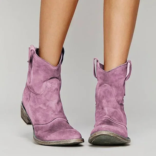 Trudy | Ankle Cowboy Boots Pointed Toe Block Heel