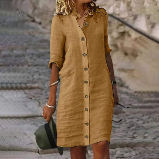 Hannika | Button Front Shirt Dress