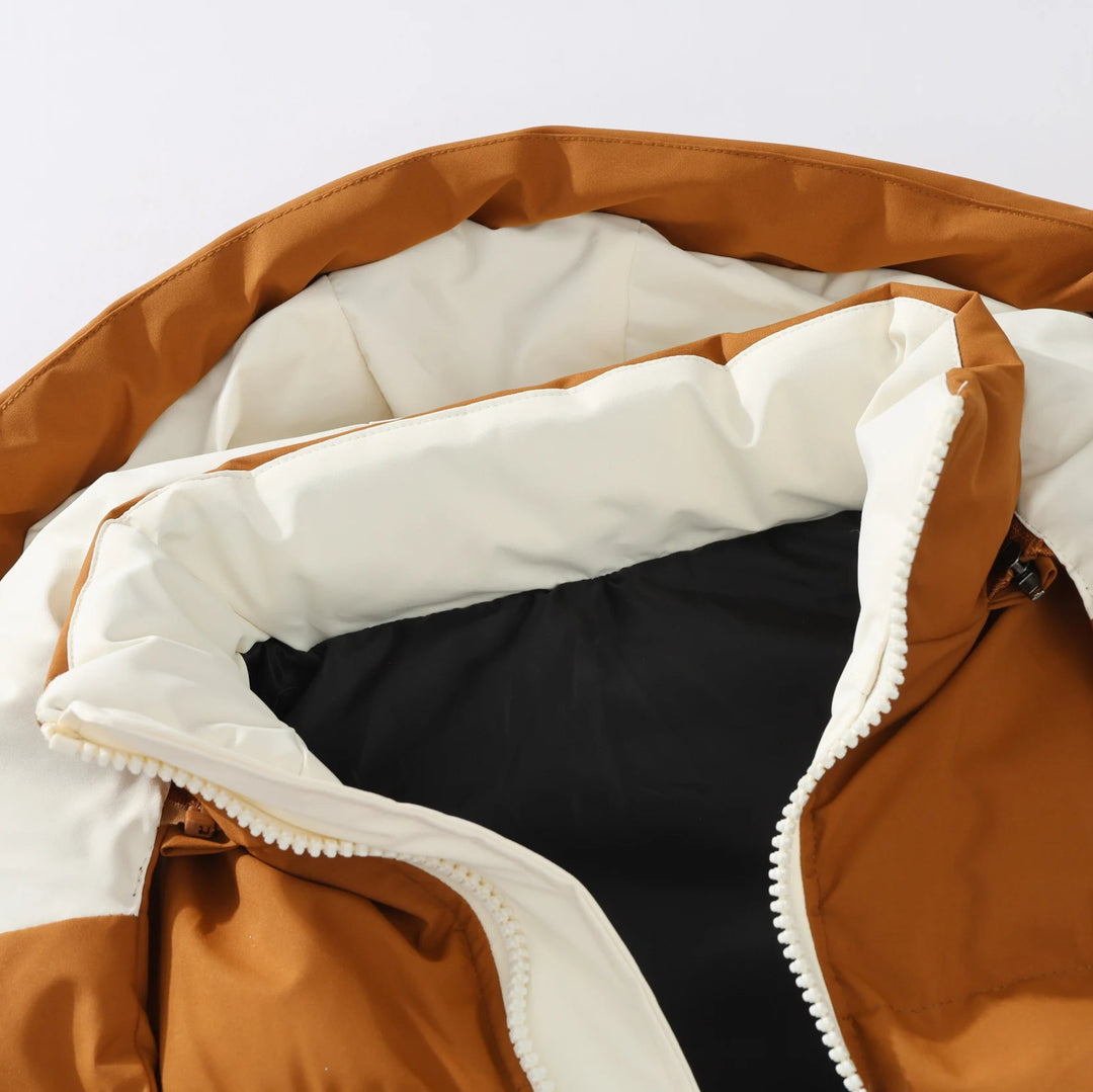 Astralforge | Padded Hooded Vest in White and Brown