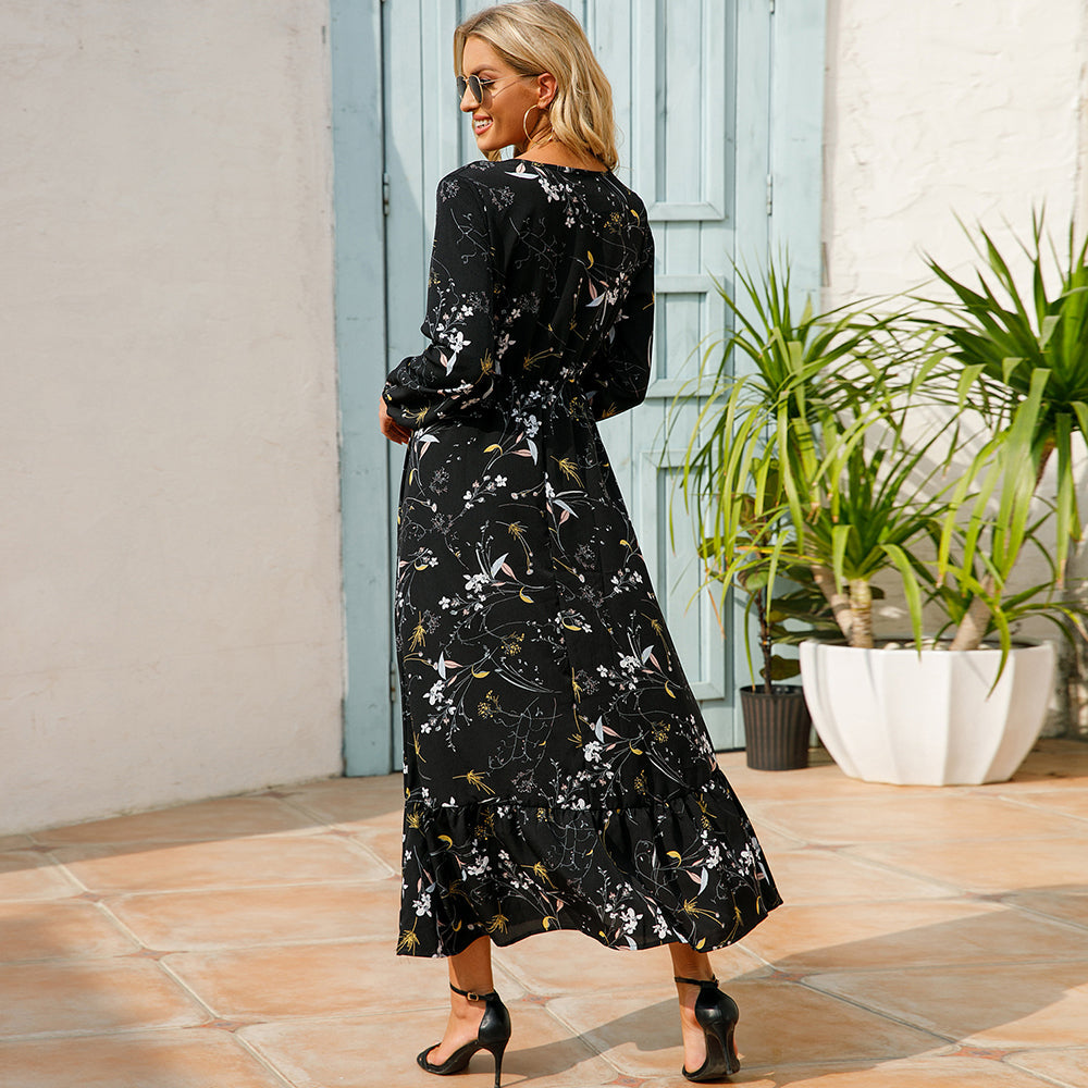 Trisha | Floral Long Sleeve Tiered Maxi Dress