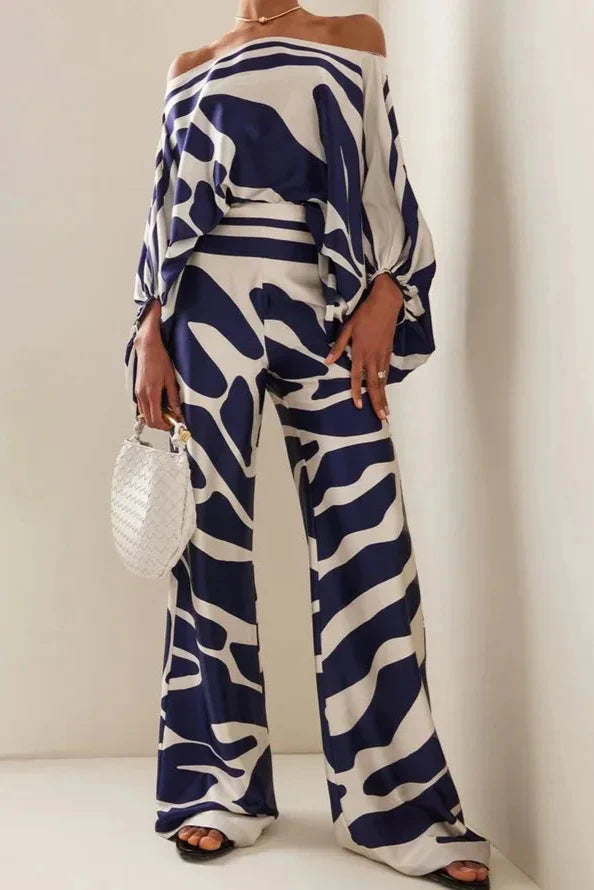 Florine | Two Piece Printed Wide Leg Pant Set