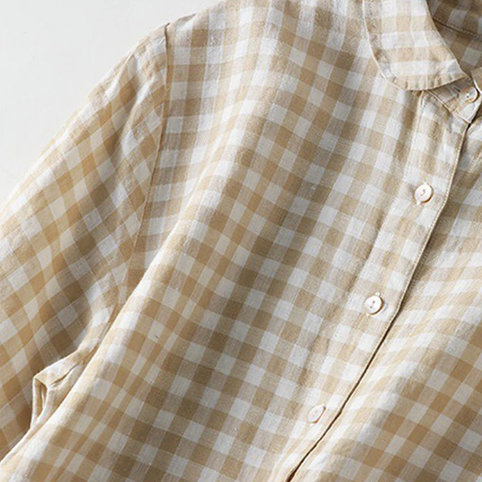 Luretta | Short Sleeve Checked Collared Midi Dress