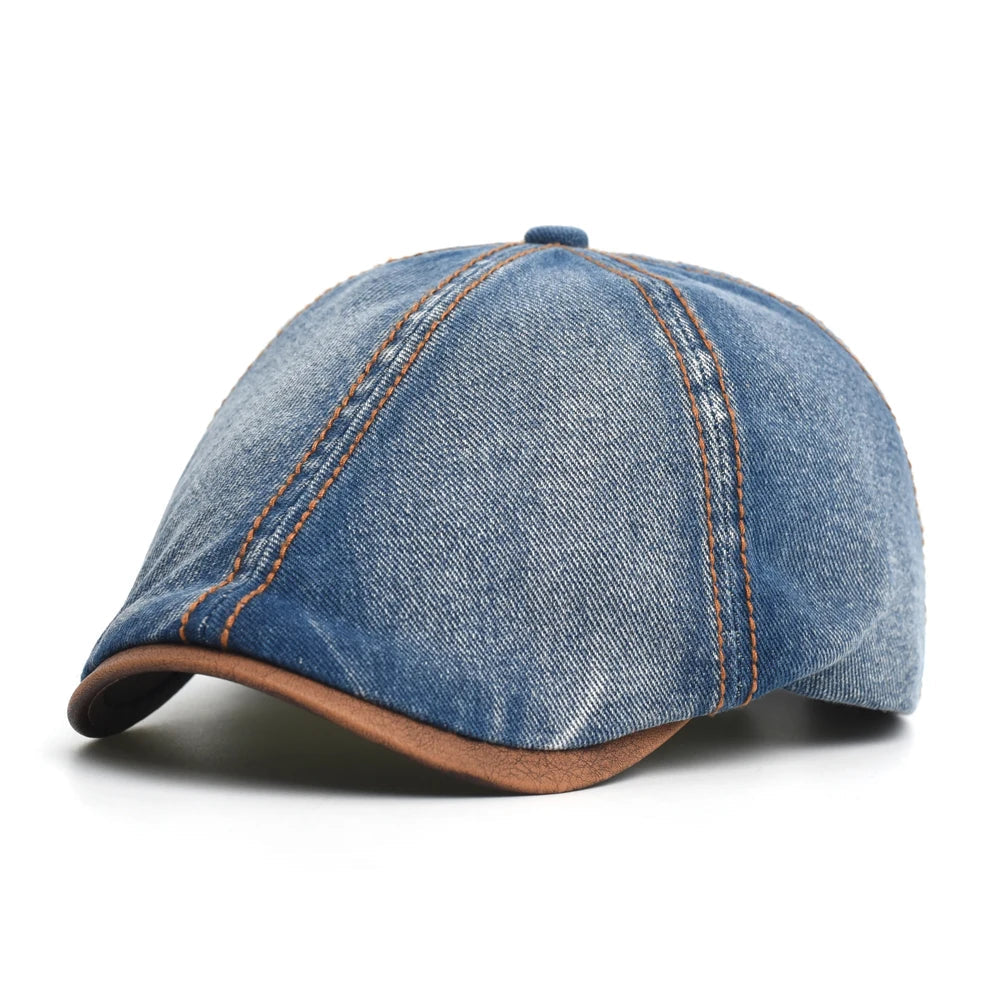 Limmz | Denim-Style Flat Cap Contrast Stitch