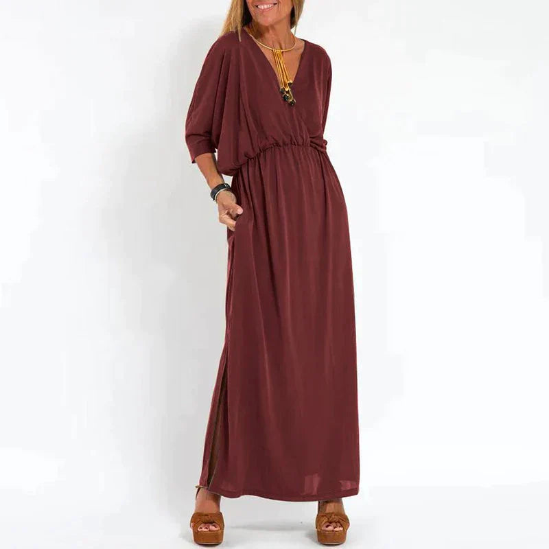 Vesna | V Neck Maxi Dress With Pockets