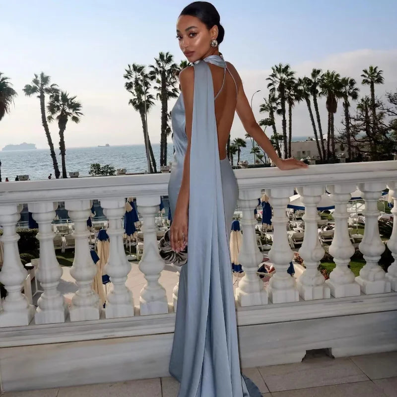 Lucila - Halter Neck Backless Maxi Dress