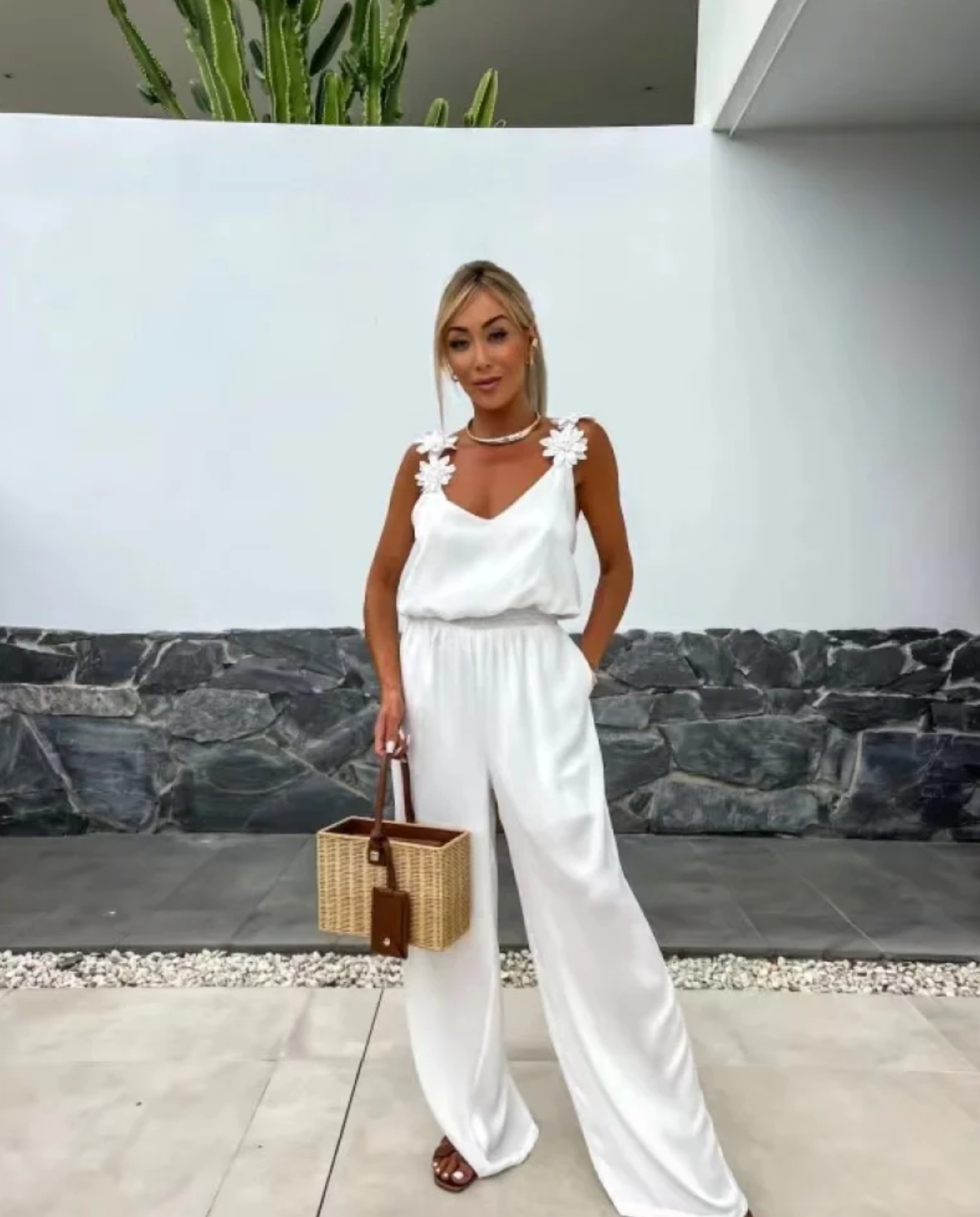 Melli | Jumpsuit Floral Strap Wide Leg Sleeveless