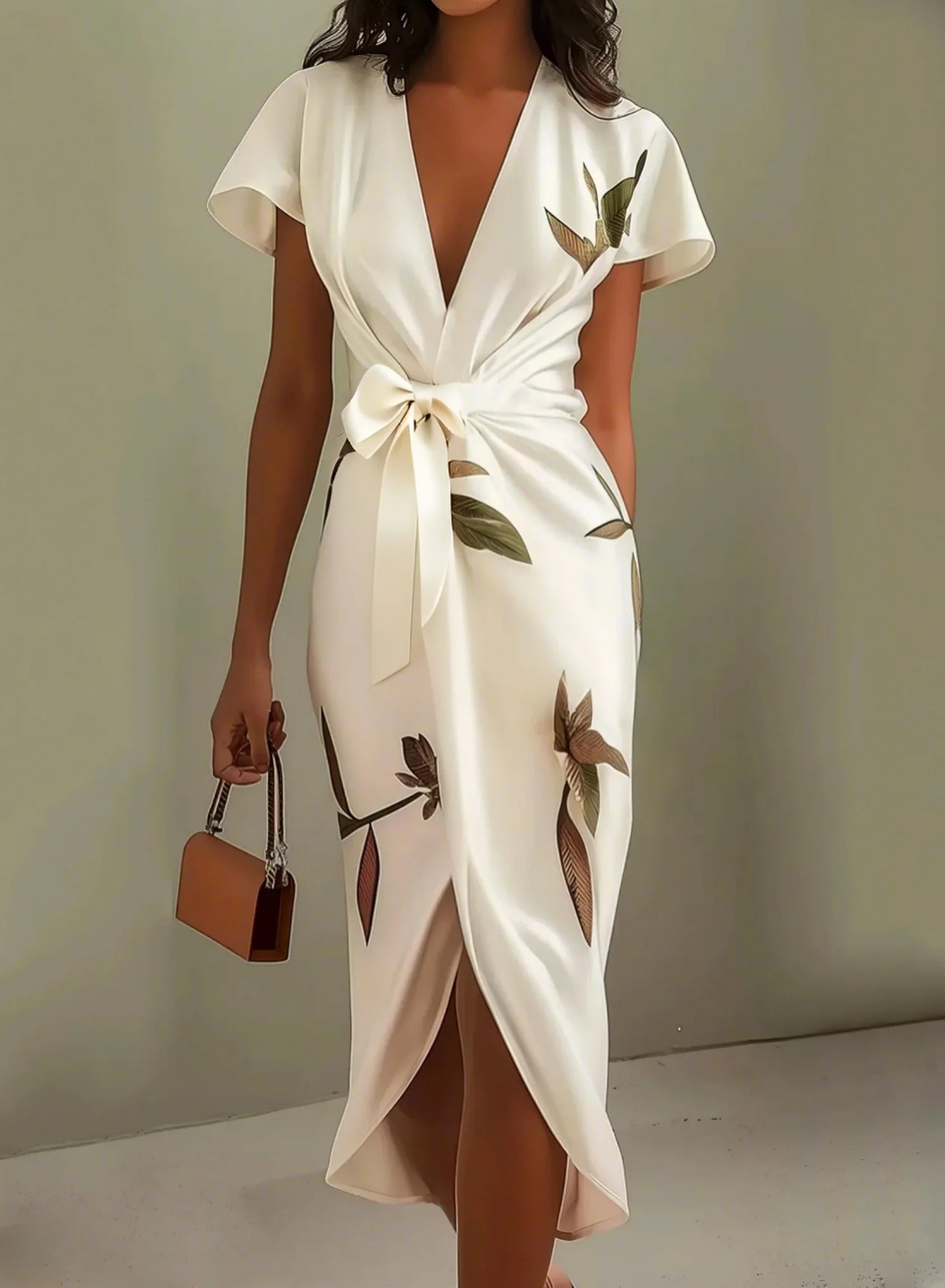 Beverly | Floral Print Wrap Midi Dress