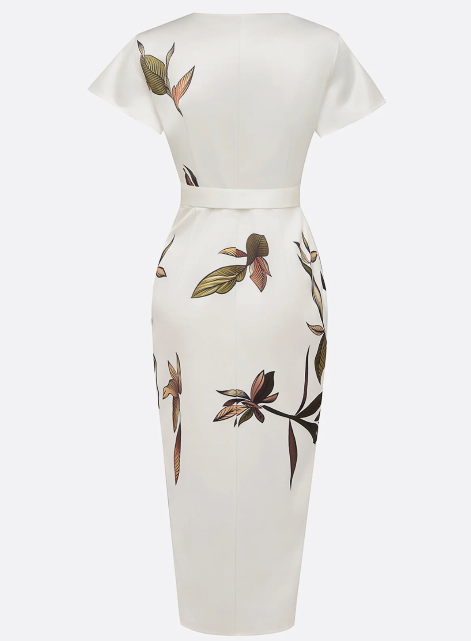 Beverly | Floral Print Wrap Midi Dress