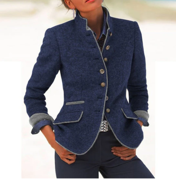 Nysha | Blazer Stand Collar Button Front Tailored Fit