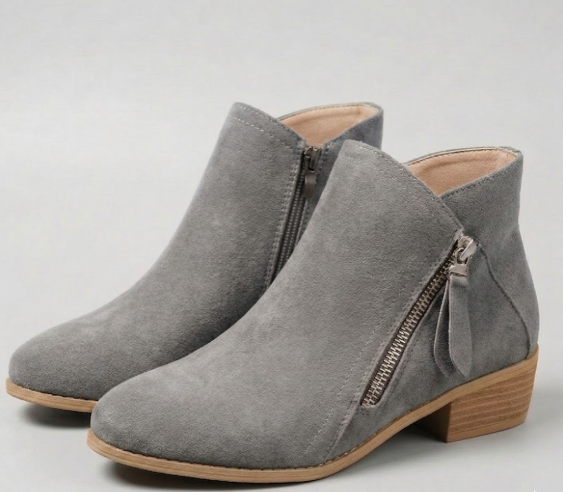 Arely | Suede Style Ankle Boots With Side Zipper