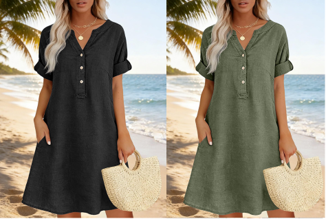 Jolande | Tunic Dress with V-Neck and Pockets