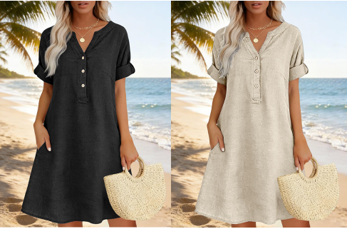 Jolande | Tunic Dress with V-Neck and Pockets