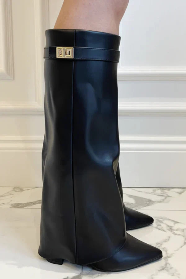 Terrie | Boots Knee High Pointed Toe Buckle