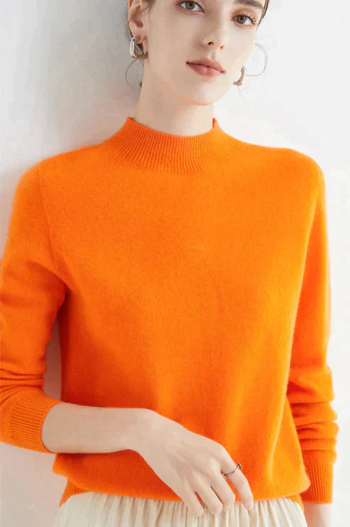 Victoria | Sweater Solid Mock Neck Long Sleeve