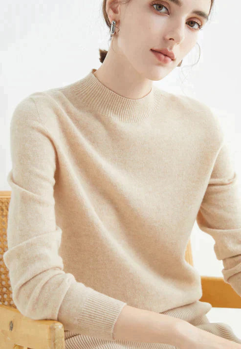 Victoria | Sweater Solid Mock Neck Long Sleeve