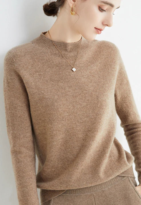 Victoria | Sweater Solid Mock Neck Long Sleeve