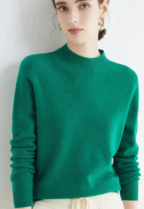 Victoria | Sweater Solid Mock Neck Long Sleeve
