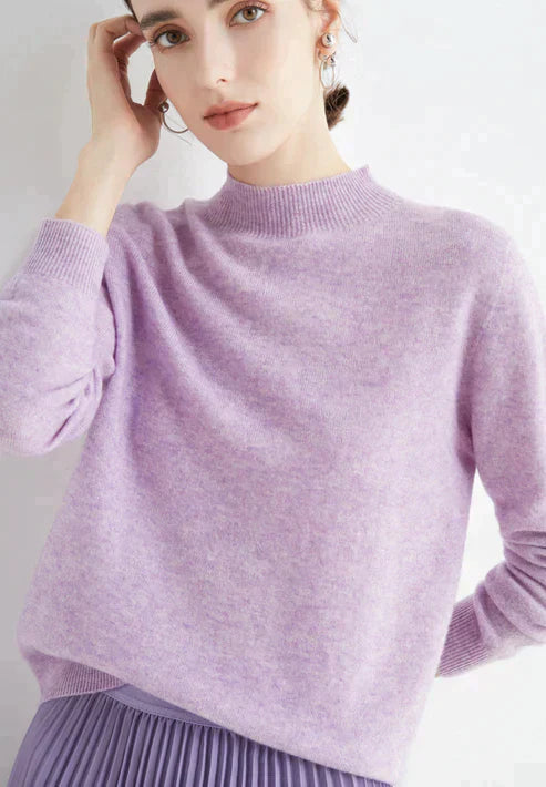 Victoria | Sweater Solid Mock Neck Long Sleeve