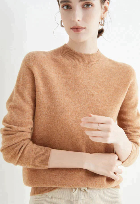 Victoria | Sweater Solid Mock Neck Long Sleeve