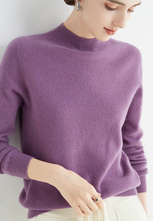 Victoria | Sweater Solid Mock Neck Long Sleeve