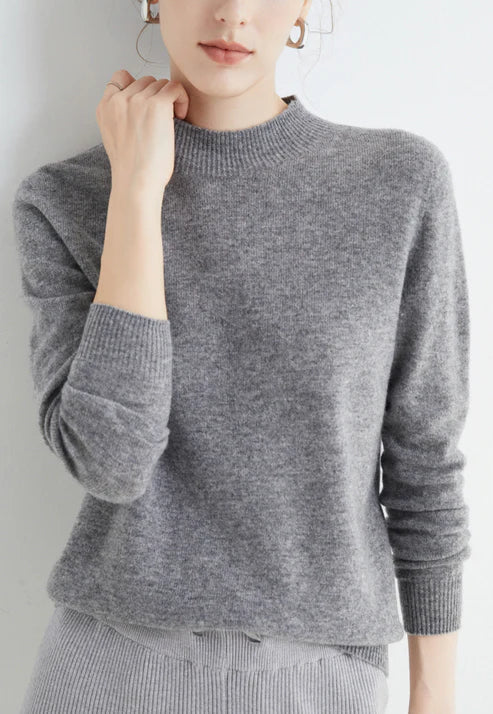 Victoria | Sweater Solid Mock Neck Long Sleeve