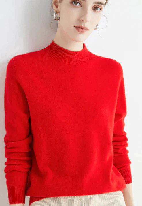Victoria | Sweater Solid Mock Neck Long Sleeve