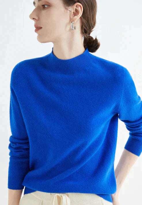 Victoria | Sweater Solid Mock Neck Long Sleeve
