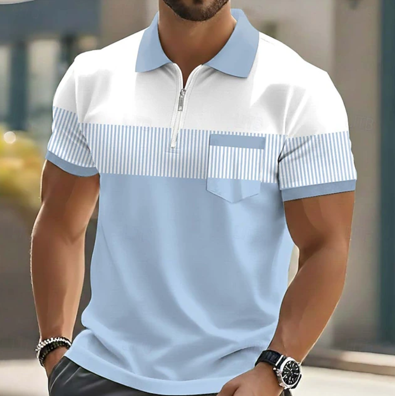 Kajeek | Polo Shirt with Zip Neck and Stripe