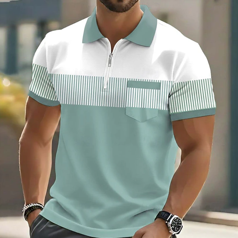 Kajeek | Polo Shirt with Zip Neck and Stripe